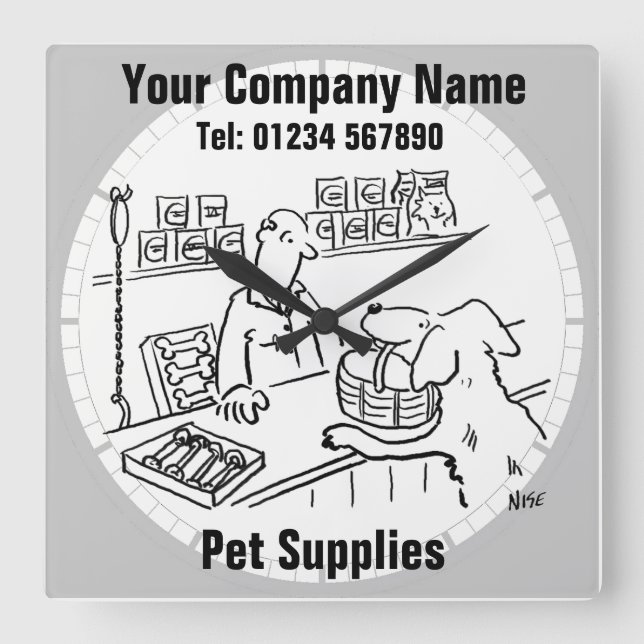 Pet Shop & Pet Supplies Cartoon Clock (Front)