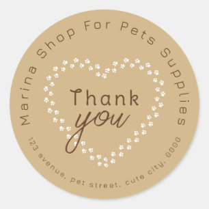 Pet Shop Supplies Thank You Classic Round Sticker