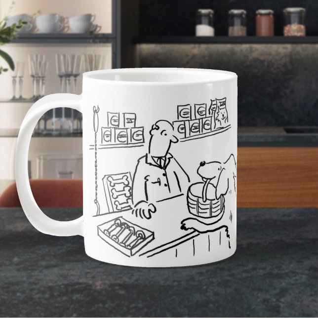 Pet Shop Worker Dog Shopping Large Coffee Mug (Large Mug with a Pet Shop Theme)