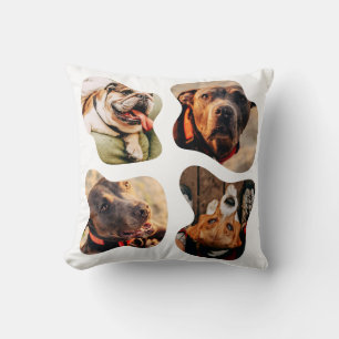 Pet Simple Modern Playful Four Photo Cushion