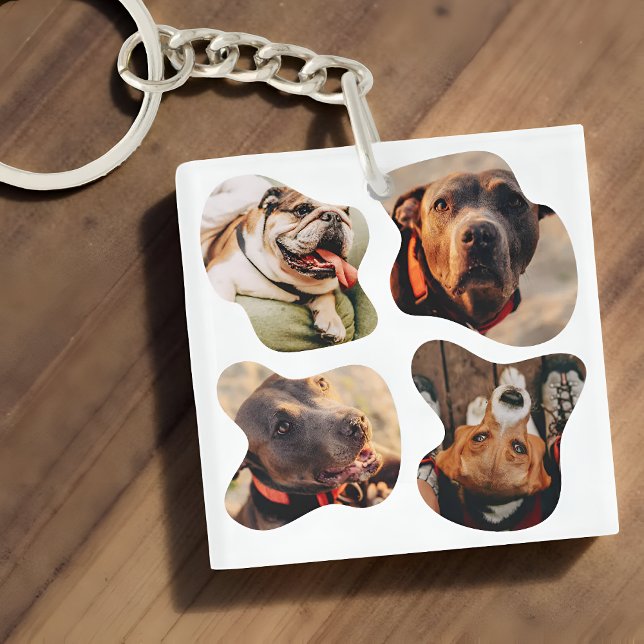 Pet Simple Modern Playful Four Photo Key Ring (Creator Uploaded)