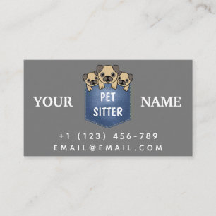 Pet Sitter Animal Care Service Cute Dogs Modern  Business Card