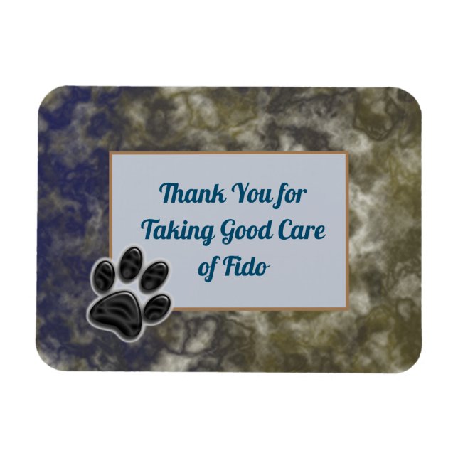 Pet Sitter Appreciation Blue Gold Swirls Thank You Magnet (Horizontal)
