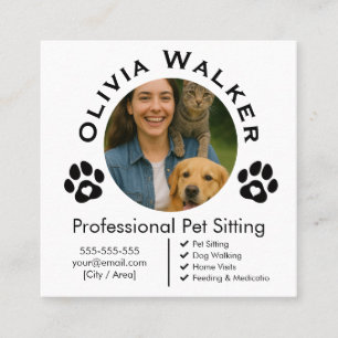 Pet Sitter Business Card Custom Photo & Name