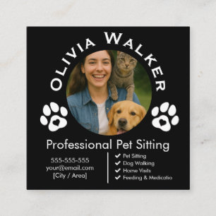 Pet Sitter Business Card Custom Photo & Name