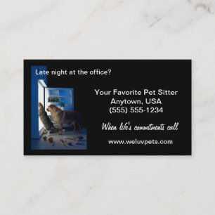 Pet Sitter Business Cards Dog & Cat Home Alone