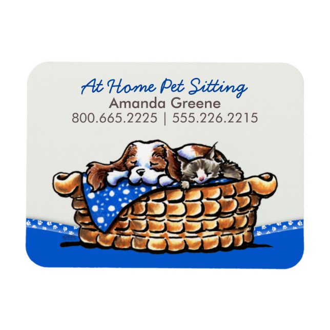 Pet Sitter Business CKCS w/ Cat Blueberry Magnet (Horizontal)