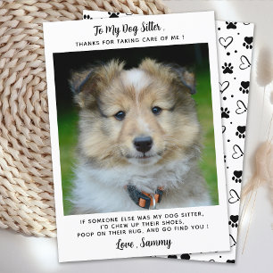 Pet Sitter Custom Dog Puppy Photo Funny Thank You Card