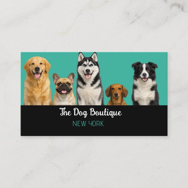 Pet Sitter Cute Puppy Script Business Card (Front)