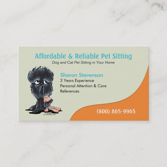 Pet Sitter Dog Day Care Business Affenpinscher Business Card (Front)