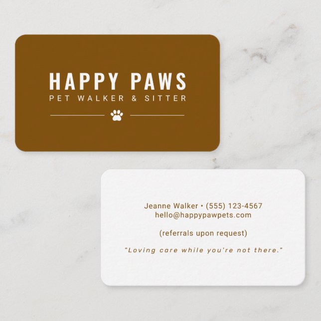 Pet Sitter & Dog Walker Business Card (Front/Back)