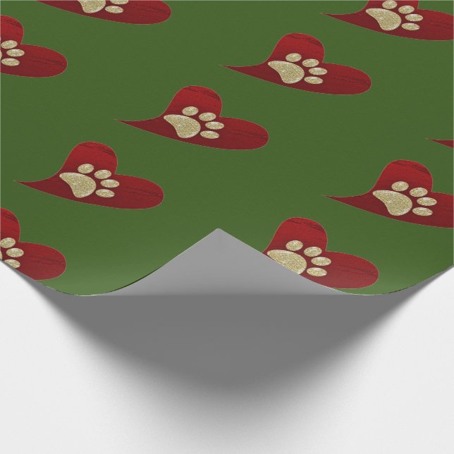 Pet Sitter Dog Walker Paw Print Happy Holiday Wrapping Paper (Corner)