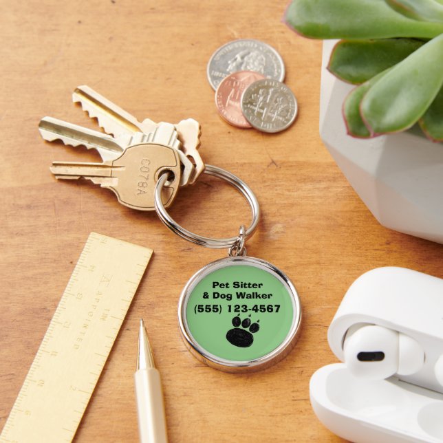 Pet Sitter & Dog Walker Paw Print Key Ring (Desk)
