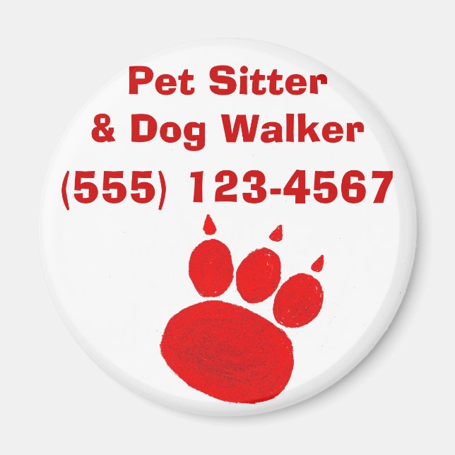 Pet Sitter & Dog Walker Paw Print Magnet (Front)