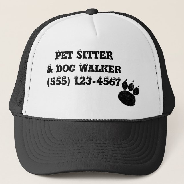 Pet Sitter & Dog Walker Paw Print Trucker Hat (Front)