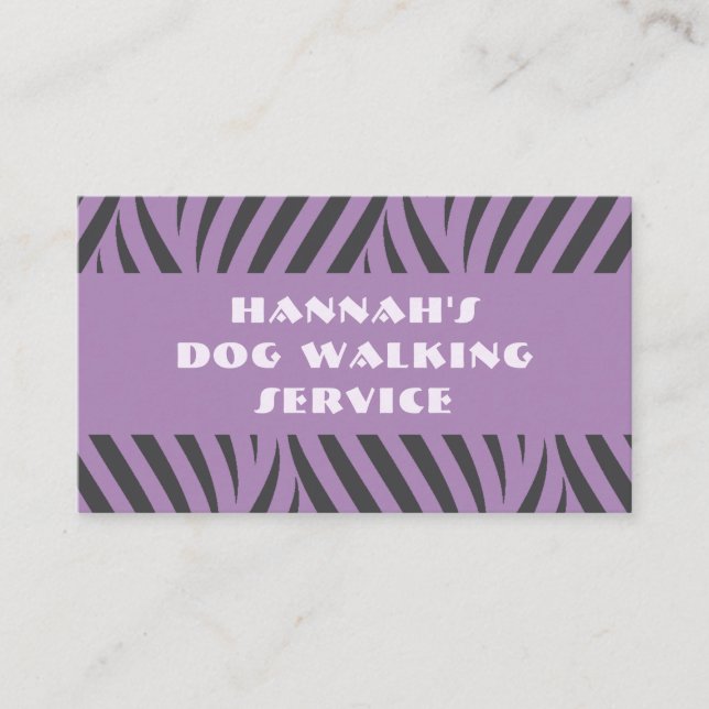 Pet Sitter Dog Walking Animal Care Purple Abstract Business Card (Front)