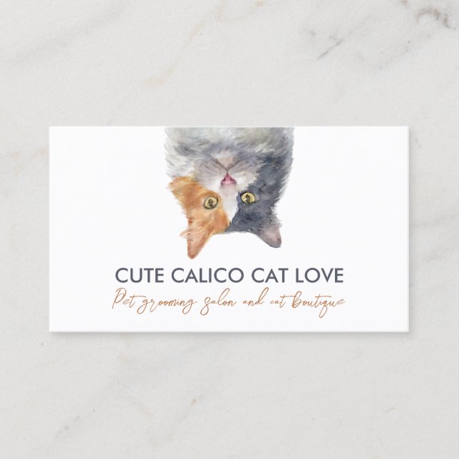 Pet Sitter Funny Calico Cat Business Card (Front)