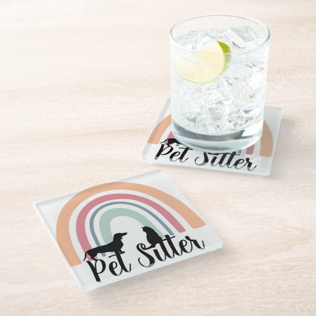 Pet Sitter Glass Coaster (Angled)