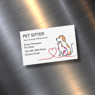 Pet Sitter Magnetic Business Cards Trendy Design