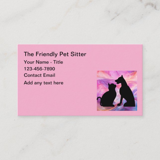 Pet Sitter Modern Simple Business Cards (Front)
