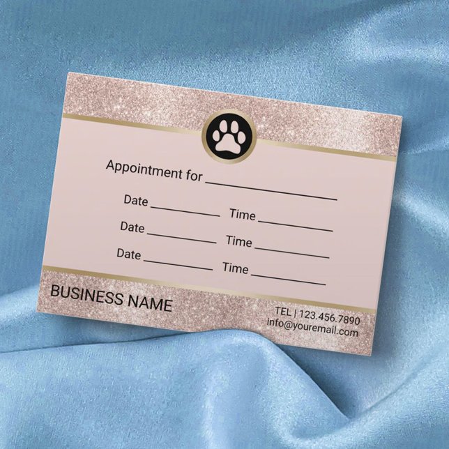 Pet Sitter Pet Sitting Blush Rose Gold Appointment Card (Creator Uploaded)