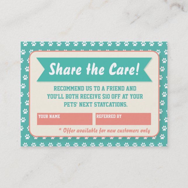 Pet Sitter Referral Card - Personalizable (Front)