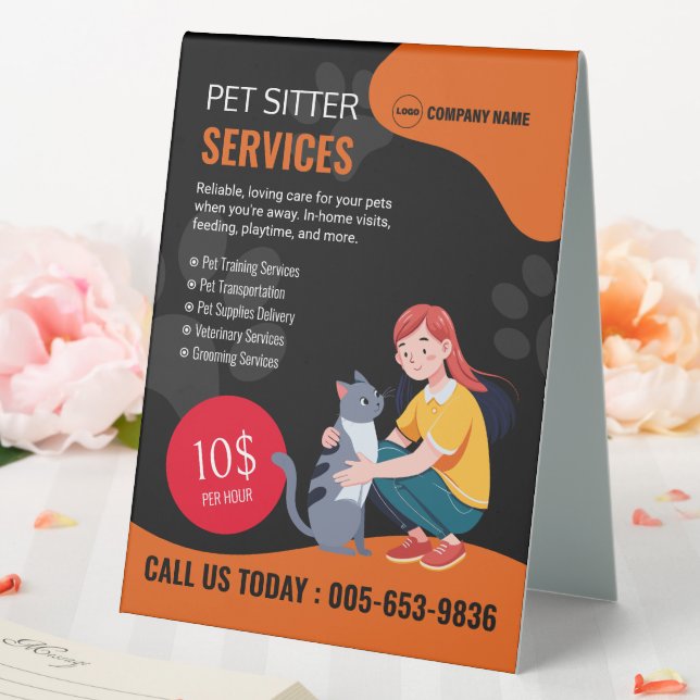 Pet Sitter Tale Tent Sign (In SItu (Wedding))