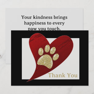 Pet Sitter Thank You Gold Paw Print Appreciation Card
