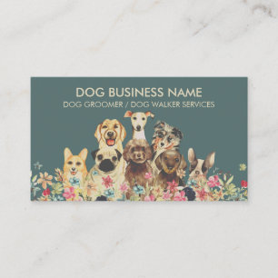 Pet Sitter Walker dog petcare boho retro Business Card