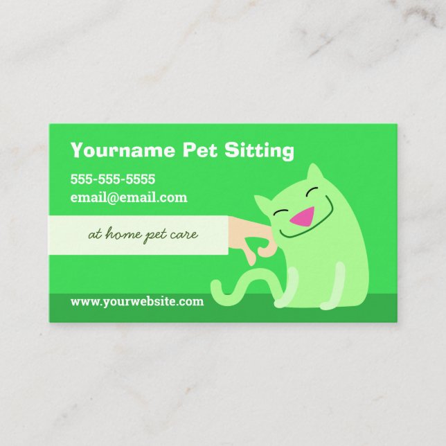 Pet Sitter's Business Card with Cat (Front)