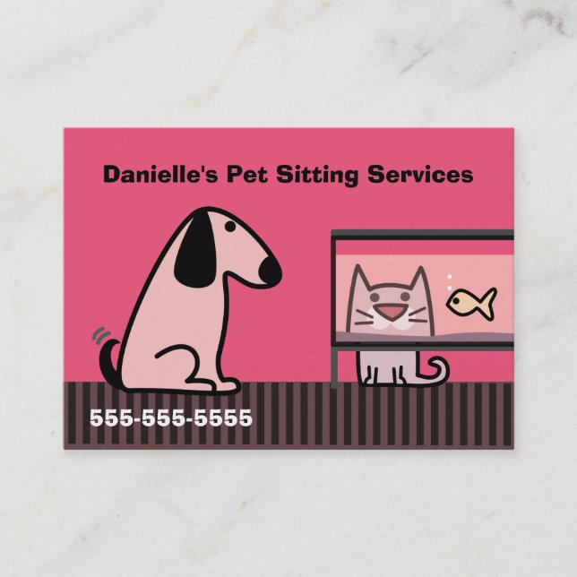 Pet Sitter's Business Red Business Card (Front)