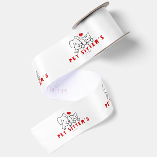 Pet Sitter's Club Dog Walkers White Black & Red Satin Ribbon