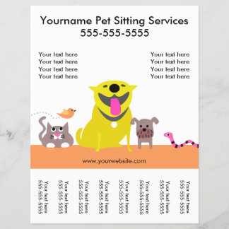 Pet Sitter's Flyer with tags-dog, cat, bird, snake