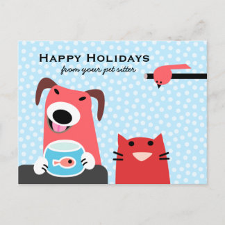 Pet Sitter's Happy Holidays Holiday Postcard