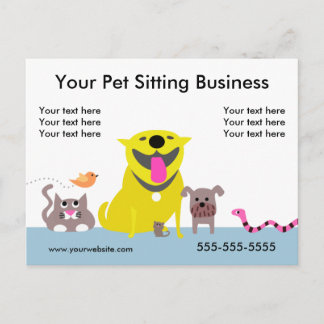 Pet Sitter's Promotional Postcard - blue