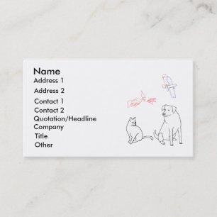Pet Sitting Business Cards, Dog Cat Bird Fish Card