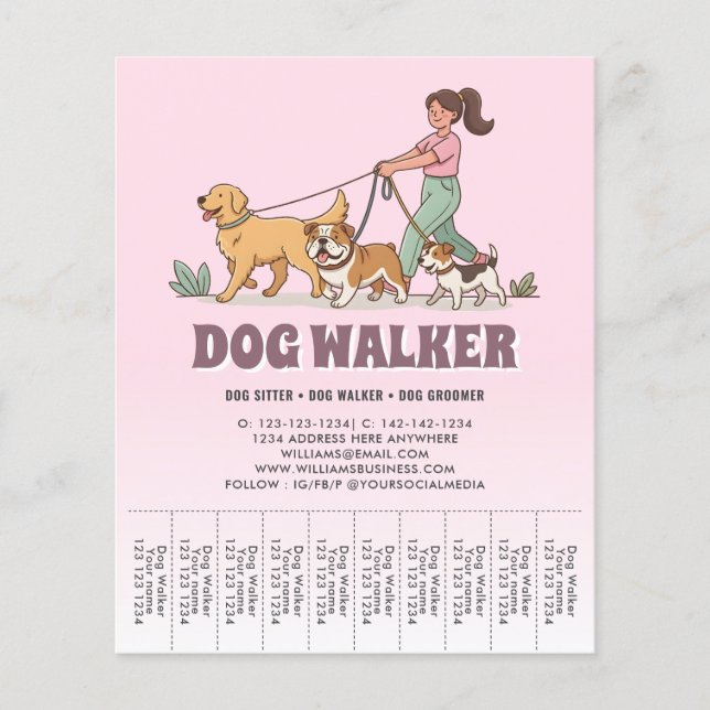 Pet Sitting Custom Promotional Dog Walker Flyer (Front)