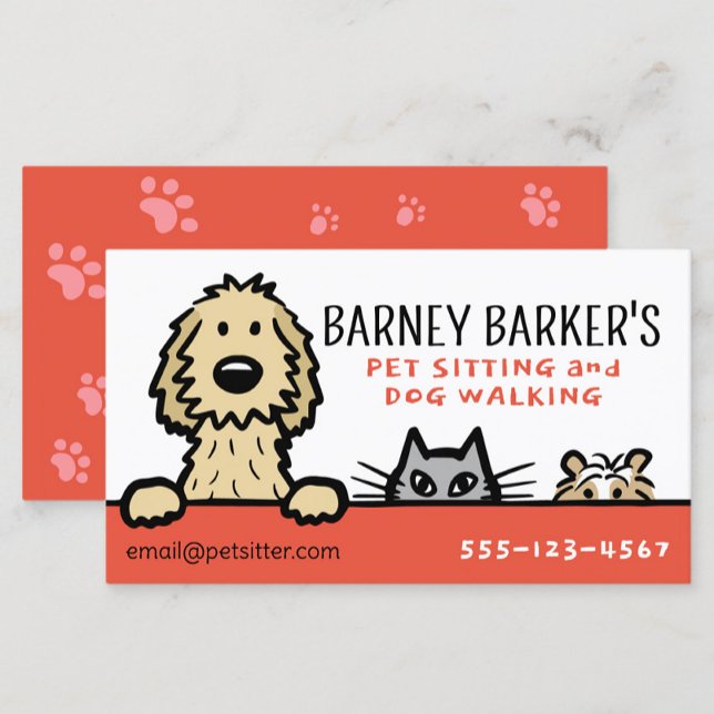 Pet Sitting Dog Cat Guinea Pig Cute Animal Lover's Business Card (Creator Uploaded)