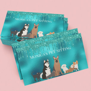 Pet Sitting Dog Cat Pet Sitting Robin's Egg Blue Business Card