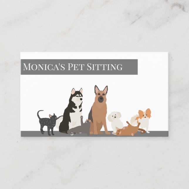 Pet Sitting Dog Cat Training Grooming Daycare Business Card (Front)