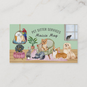 Pet Sitting, Dog Walking, Grooming Business Card