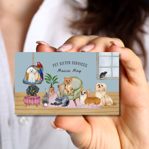 Pet Sitting, Dog Walking, Grooming Supplies Business Card