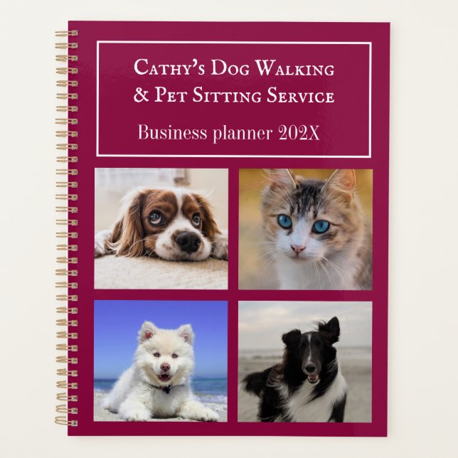 Pet Sitting Dog Walking Service Personalised Photo Planner (Front)