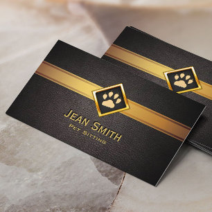 Pet Sitting Monogram Gold Pet Paw Pet Care Business Card