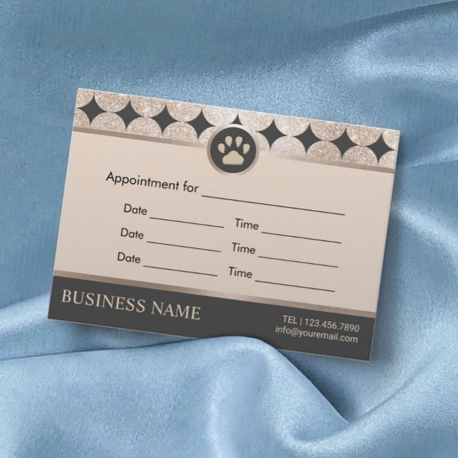 Pet Sitting Pet Salon Rose Gold Paw Logo  Appointment Card (Creator Uploaded)