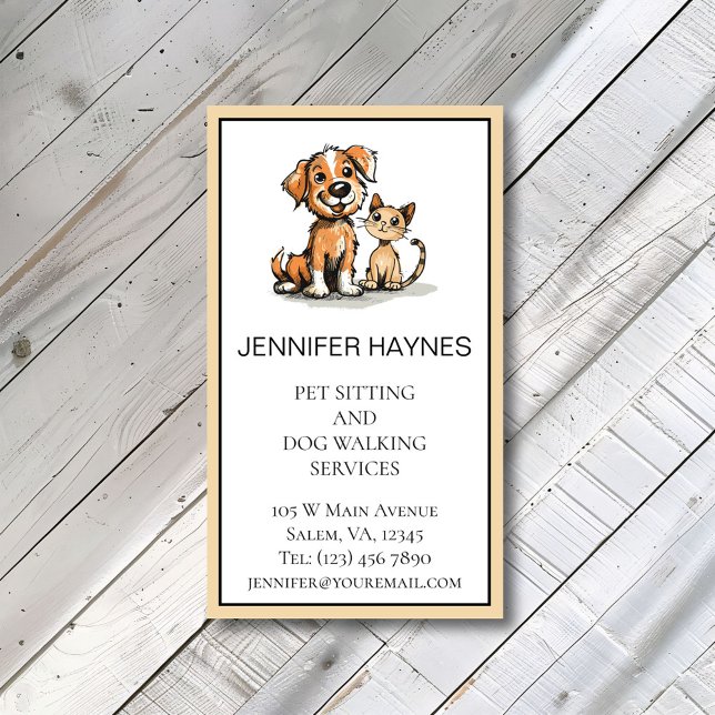 Pet Sitting Petsitting Dog Walking Services Cute Business Card (Creator Uploaded)