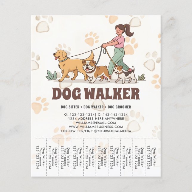 Pet Sitting Promotional Dog Walker Custom Flyer (Front)