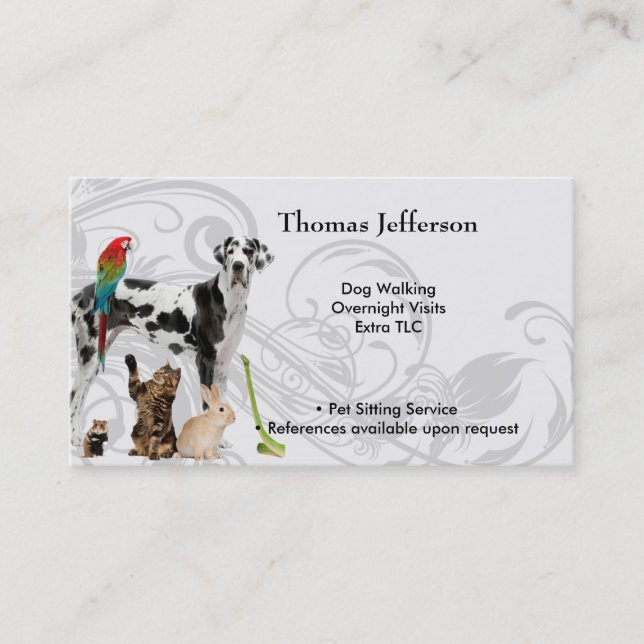 Pet Sitting Service  Business Card (Front)