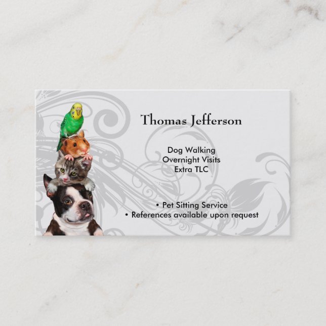Pet Sitting Service  Business Card (Front)