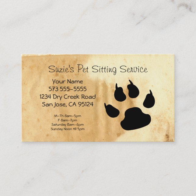 Pet Sitting Service Business Card (Front)